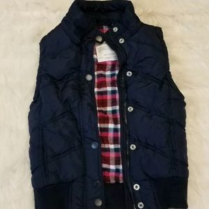 aeropostale XS Puffer Vest Navy w/ Flannel Snaps Junior Women
